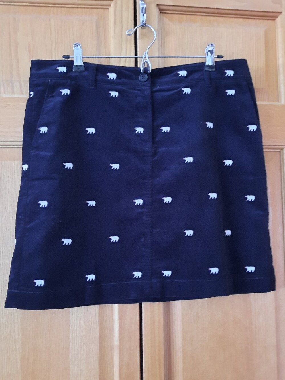 Skirt, Talbots Petites, Navy Velveteen with Polar Bears